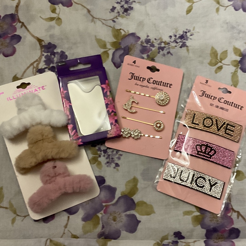 Juicy Couture Kids Hair Clips and Barrettes - Pink, Gold, and White